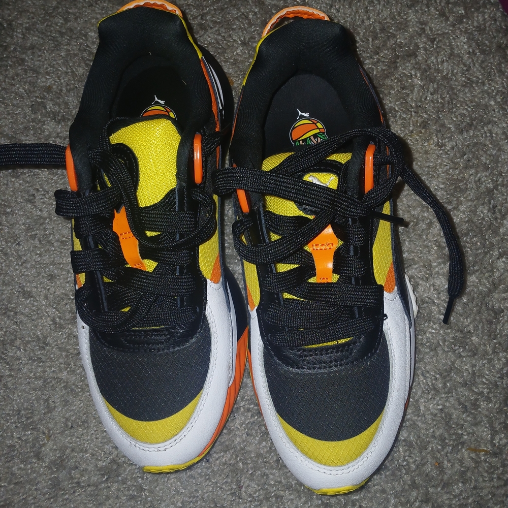 Puma Kids' Black, Yellow, and Orange Sneakers